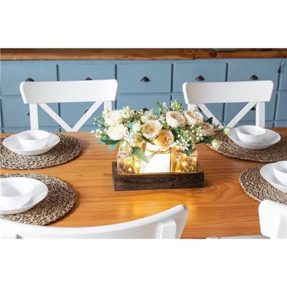 Mason Jar Lights Centerpiece Table Decorations Farmhouse Coffee Table Decor Wood - Picture 7 of 7